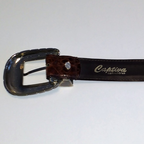 Captiva brown leather silver buckle belt main image 5